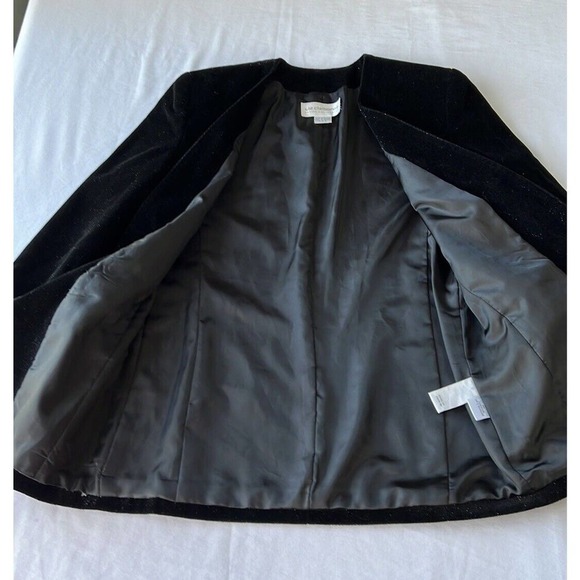 LIZ CLAIBORNE WOMEN'S BLACK SPARKLE GLITTER HOLIDAY BLAZER JACKET SIZE 8P - Picture 9 of 10